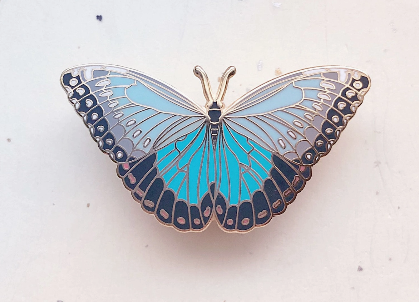 Blue Morpho Butterfly (Morpho peleides) Enamel Pin