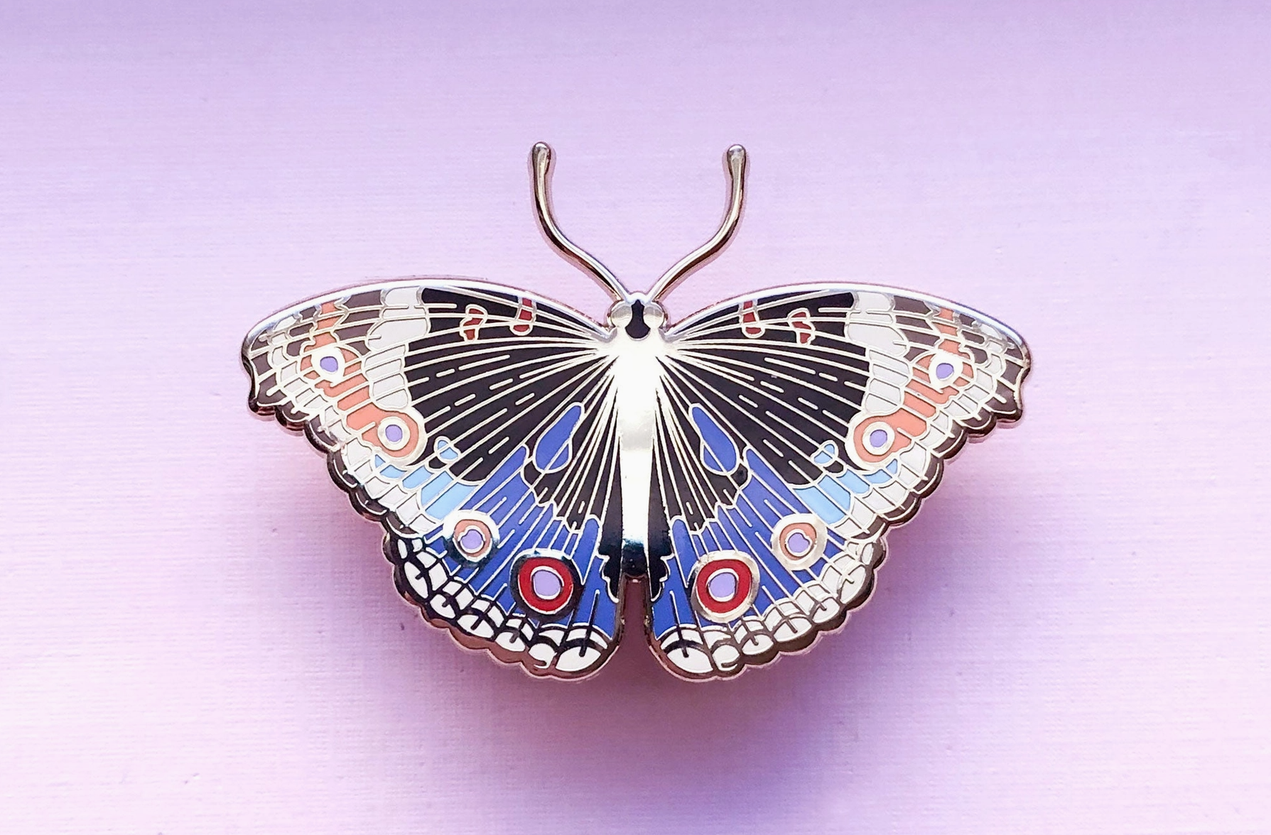 Blue Pansy Butterfly (Junonia orithya) Enamel Pin
