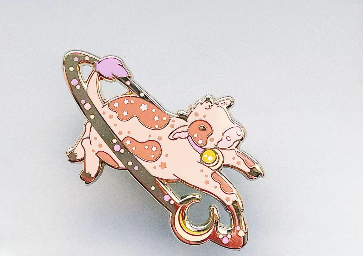 Cosmic Cow Enamel Pin