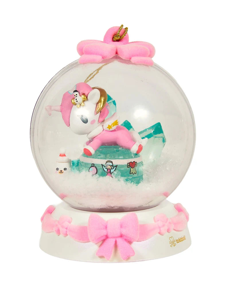 Snow Globe Ornaments Holiday Sparkle Unicorno